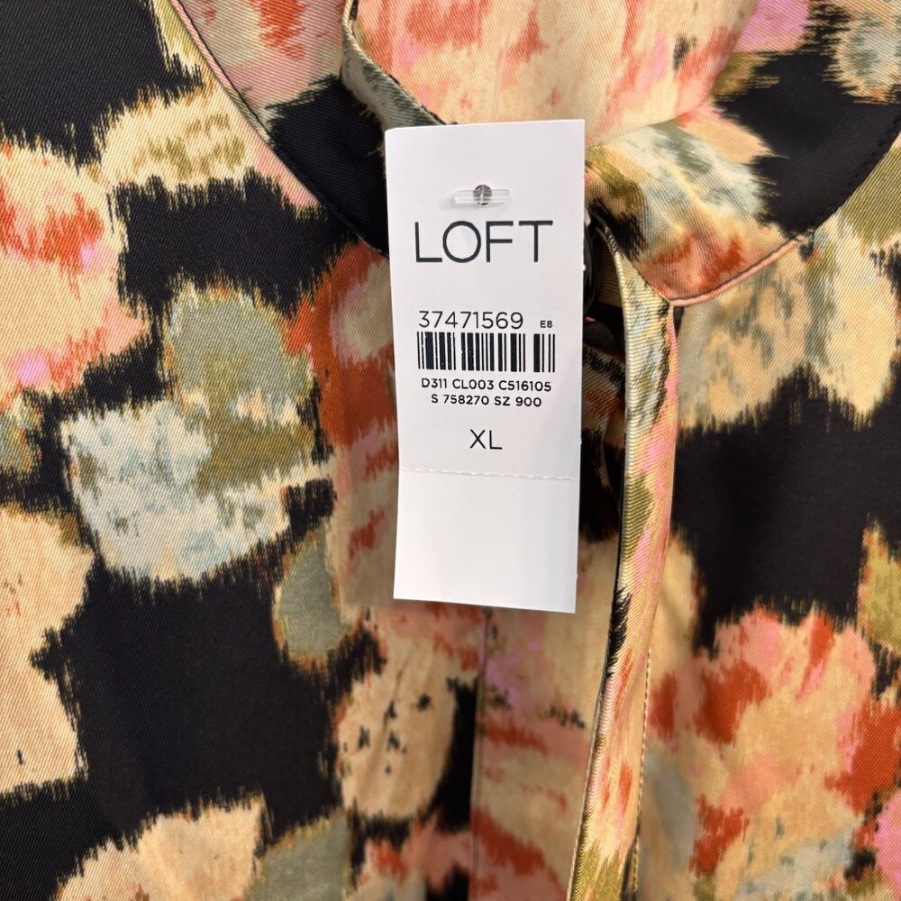 Loft Floral Black and Pink LS Blouse Women’s Size XL Style #140923 Floral NWT - Picture 6 of 9
